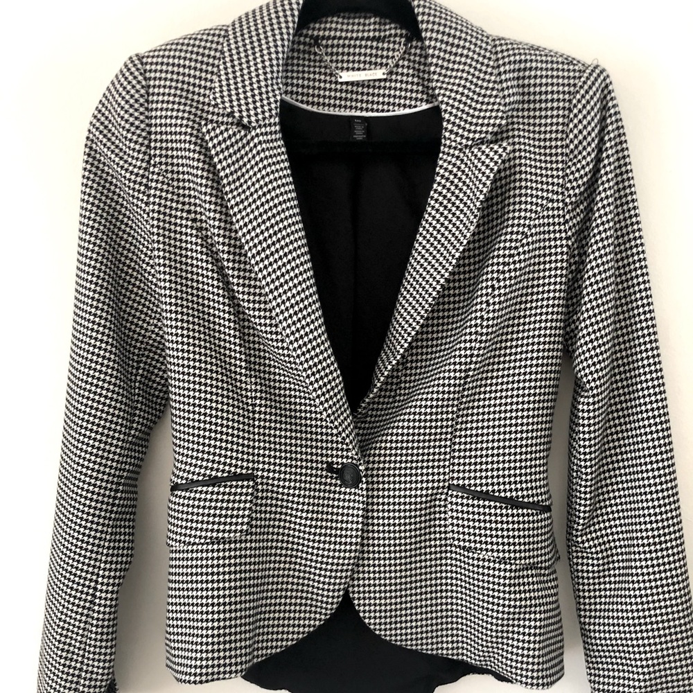 womens WHITE HOUSE BLACK MARKET Houndstooth Black & White Blazer Suit Size 00 🔥